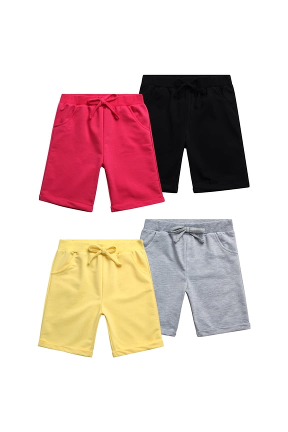 Girls Active Shorts Lightweight French Terry Bermuda Shorts with Elastic Waistband