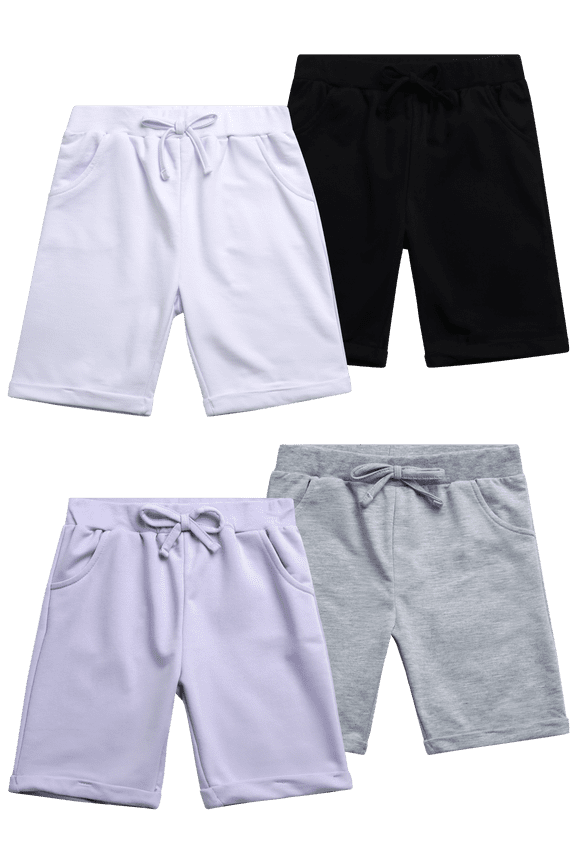 Girls' Active Shorts - 4 Pack French Terry Bermuda Shorts (Sizes: 7-16)