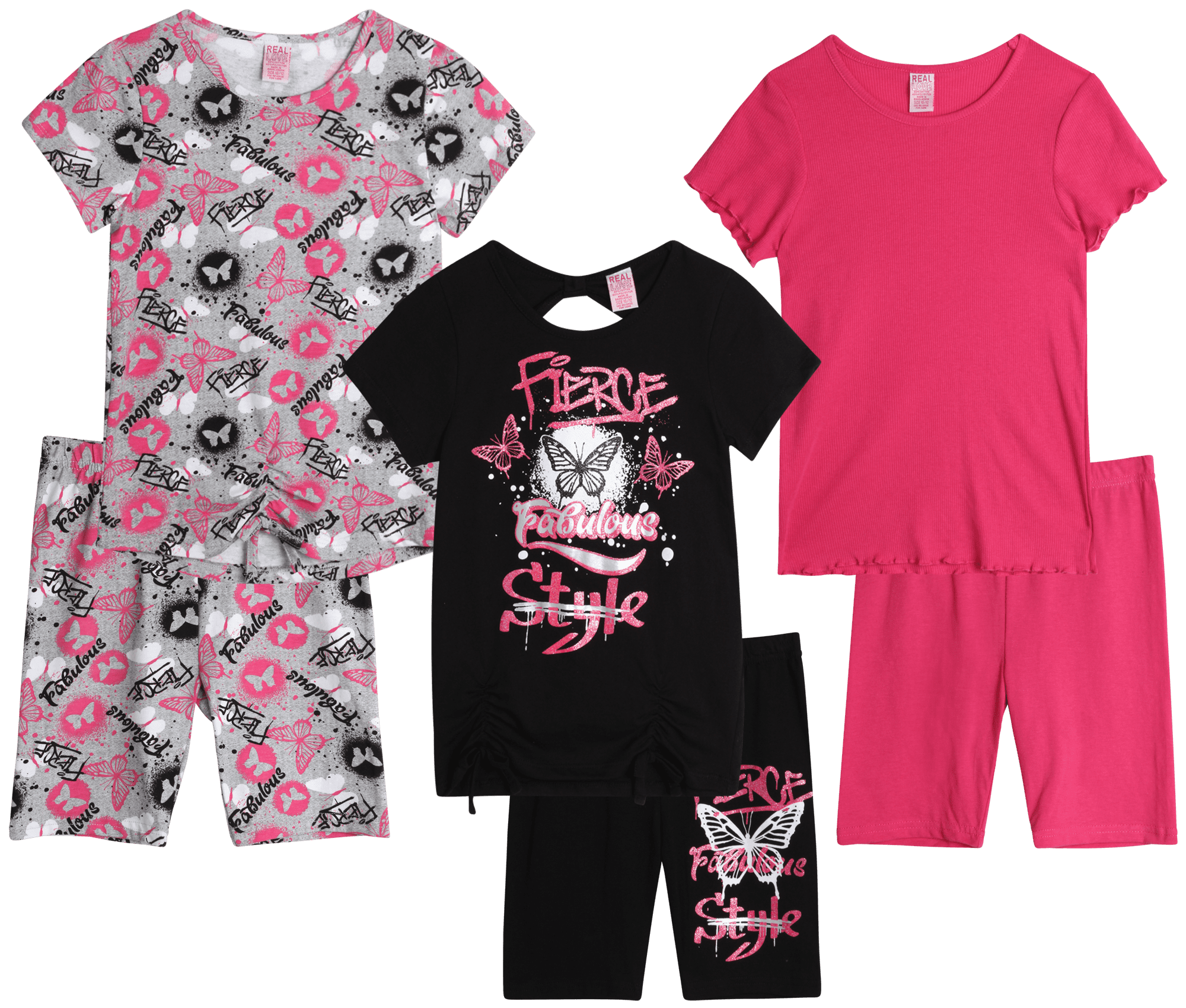 real-love-girls-active-shorts-set-6-piece-fashion-t-shirts-and