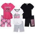 thumbnail image 1 of Real Love Girls' Active Shorts Set - 6 Piece Fashion T-Shirts and Performance Bike Shorts (7-16), 1 of 7