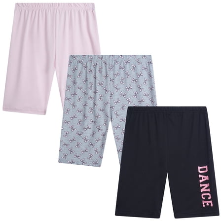Real Love Girls' Bike Shorts - 3 Pack Super Soft Athletic Bike Shorts for Girls (Sizes: 7-16)