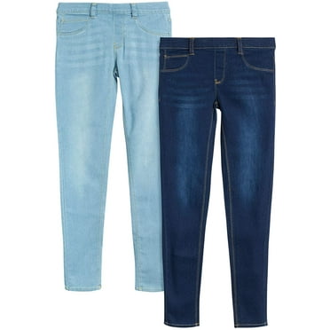 Real Love Girls’ Jeans – 2 Pack Stretch Denim Pull-On Skinny Fit Jeggings (7-14)