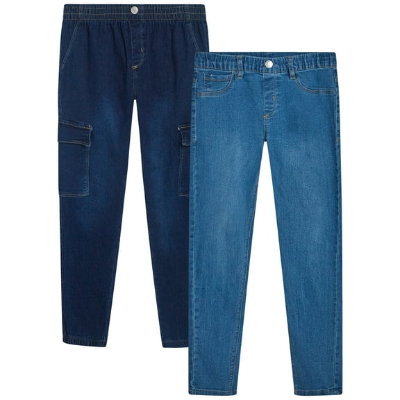 Real Love Girls’ Jeans – 2 Pack Stretch Denim Pull-On Skinny Fit Jeggings (7-16)