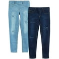 thumbnail image 1 of Real Love Girls’ Jeans – 2 Pack Stretch Denim Pull-On Skinny Fit Jeggings (7-16), 1 of 7