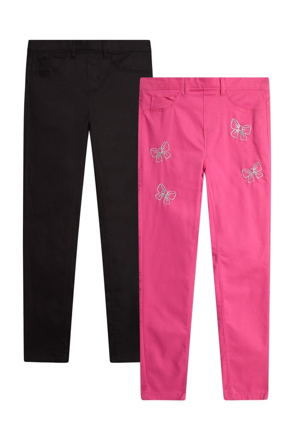 Girls’ Jeans – 2 Pack Stretch Denim Pull-On Skinny Fit Jeggings (7-16)