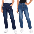 thumbnail image 1 of Real Love Girls’ Jeans – 2 Pack Stretch Denim Pull-On Skinny Fit Jeggings (7-16), size 10, Dark Bows/Medium, 1 of 7
