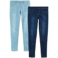 thumbnail image 1 of Real Love Girls’ Jeans – 2 Pack Stretch Denim Pull-On Skinny Fit Jeggings (7-16), 1 of 7