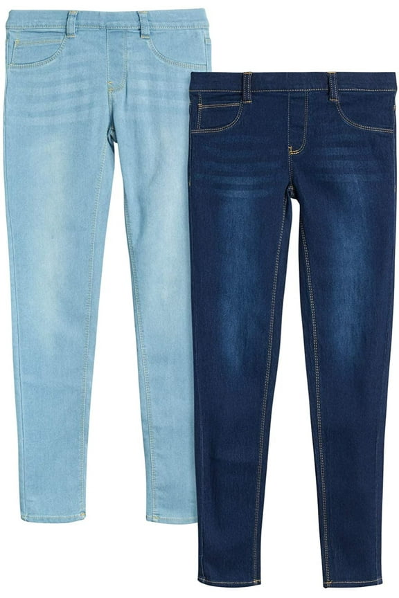 Girls’ Jeans – 2 Pack Stretch Denim Pull-On Skinny Fit Jeggings (7-16)