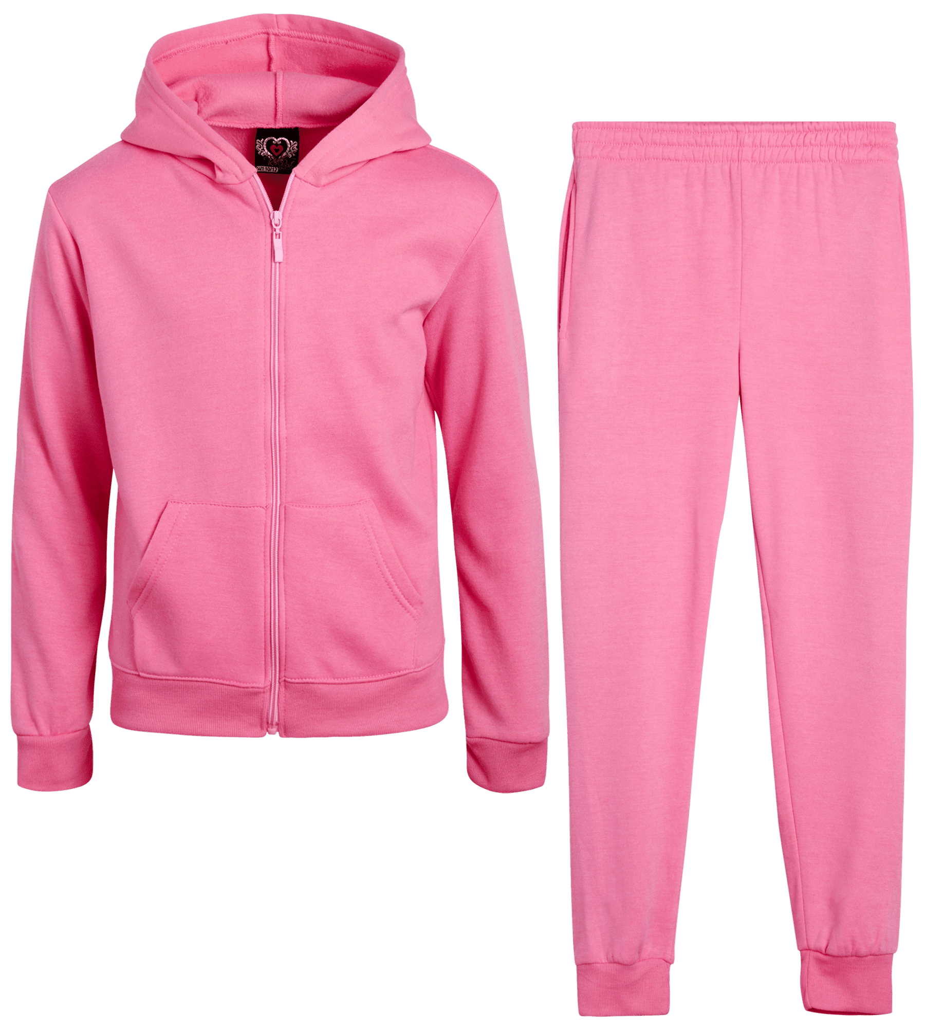 Real Love Girls Jogger Set 2 Piece Basic Fleece Solid Full Zip Hoodie and Sweatpants Size 7 16
