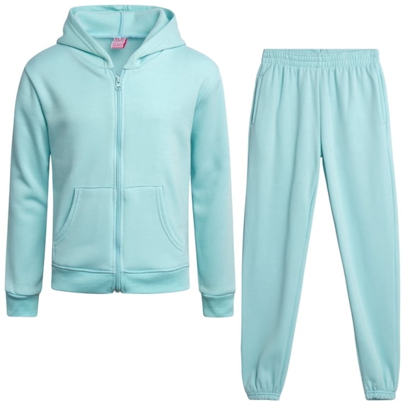 Real Love Girls Jogger Set Lightweight Fleece Zip Up Hoodie Sweatshirt and Sweatpants 2 Piece