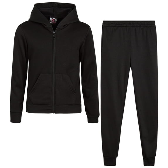 Real Love Girls Jogger Set Lightweight Fleece Zip Up Hoodie Sweatshirt and Sweatpants 2 Piece