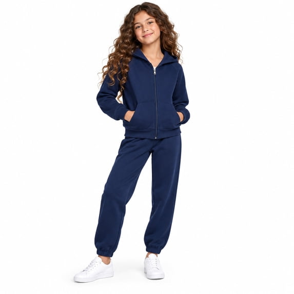 Real Love Girls Jogger Set - Fleece Zip Up Hoodie Sweatshirt and Sweatpants 2 Piece Activewear Set