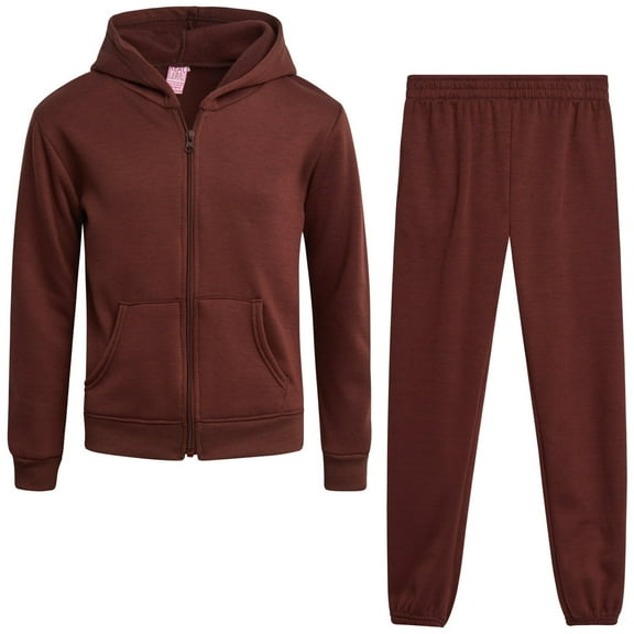 Real Love Girls' Activewear Sets - 2 Piece Fleece Full Zip Hoodie Sweatshirt and Sweatpants (7-16)