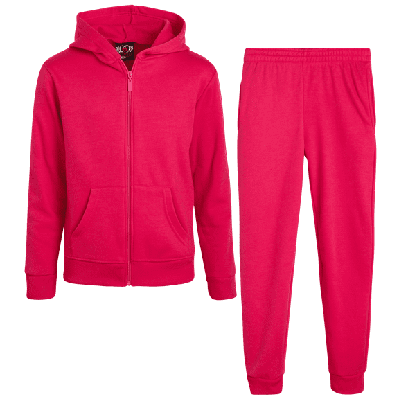 Real Love Girls' Activewear Sets - 2 Piece Fleece Full Zip Hoodie Sweatshirt and Sweatpants (7-16)