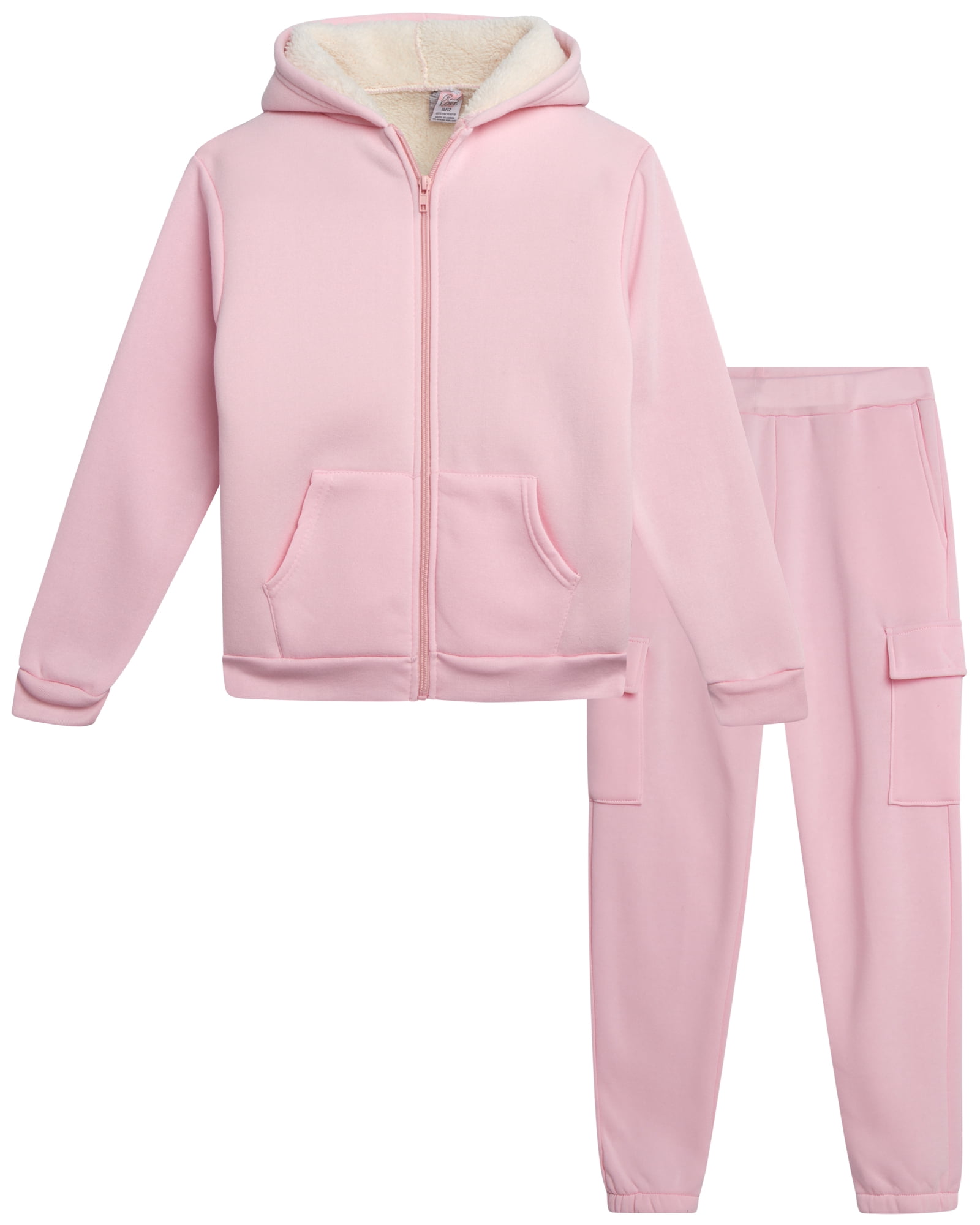 Girls Dark Brown Polar Fleece Zipper Jacket With Jogger Co-ord Sets main image 1