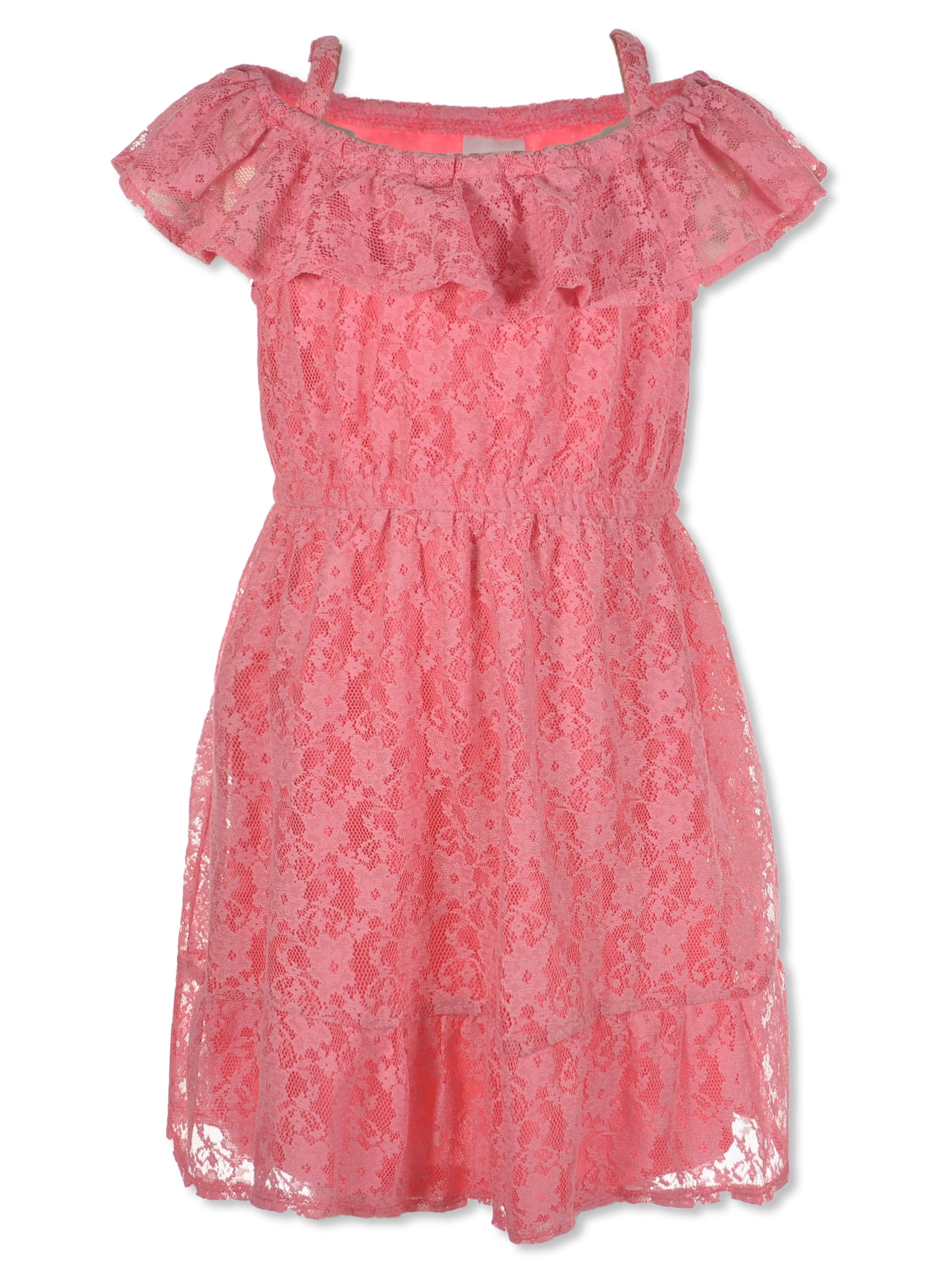 Real Love Girls' Laser-Cut Lace Dress - pink, 4 (Little Girls ...