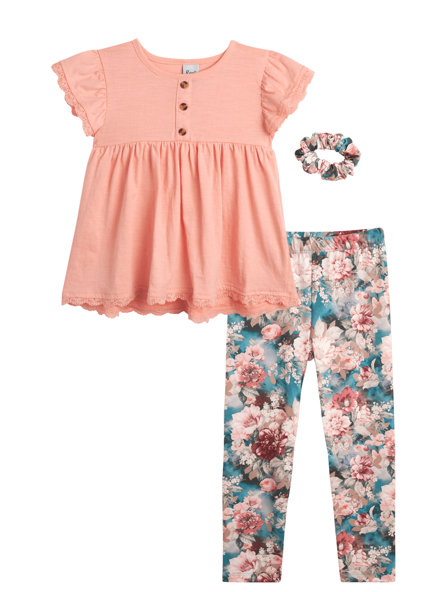 2 Piece Girls S/S Flower Top & Leggings
