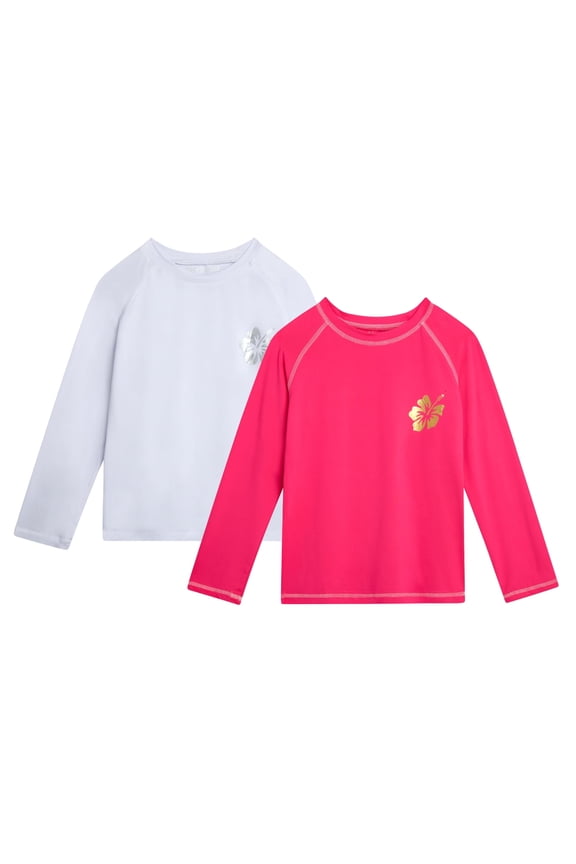 Girls' Rash Guard - 2-Pack Quick Dry Long Sleeve Swim Shirts for Girls (Sizes: 2T-16)