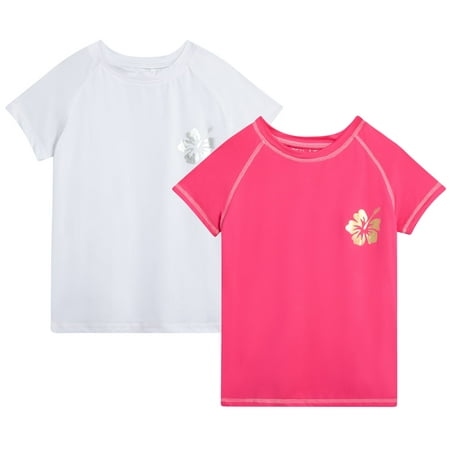 Real Love Girls Rash Guard Shirt Soft Quick Dry Short Sleeve Swim Shirts 2 Pack