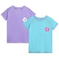 thumbnail image 1 of Real Love Girls' Rash Guard Shirt - 2 Pack Quick Dry Short Sleeve Swim Shirts (Sizes: 2T-16), 1 of 6