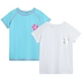 thumbnail image 1 of Real Love Girls' Rash Guard Shirt - 2 Pack Quick Dry Short Sleeve Swim Shirts (Sizes: 2T-16), 1 of 7