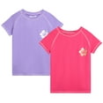 thumbnail image 1 of Real Love Girls' Rash Guard Shirt - 2 Pack Quick Dry Short Sleeve Swim Shirts (Sizes: 2T-16), 1 of 6