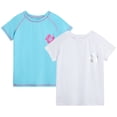 thumbnail image 1 of Real Love Girls' Rash Guard Shirt - 2 Pack Quick Dry Short Sleeve Swim Shirts (Sizes: 2T-16), 1 of 6