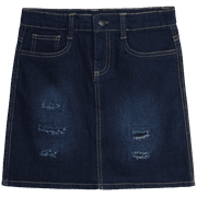 Real Love Girls' Skirt - Casual Washed Denim Jean Skirt (7-16)