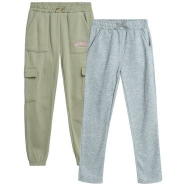 Real Love Girls' Sweatpants - 2 Pack Soft Fleece Casual Jogger and Cargo Pants for Girls (7-16)