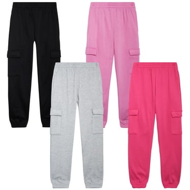 Real Love Girls’ Sweatpants – 4 Pack Active Basic Fleece Cargo Jogpants, Joggers or Flares (5-16)
