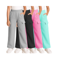 thumbnail image 1 of Real Love Girls Sweatpants Soft Lightweight Basic Fleece Cargo Jogpants, Joggers or Flares 4 Pack, 1 of 7