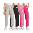 thumbnail image 1 of Real Love Girls’ Sweatpants – 4 Pack Active Basic Fleece Cargo Jogpants, Joggers or Flares (5-16), 1 of 7