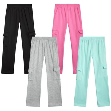 Real Love Girls’ Sweatpants – 4 Pack Active Basic Fleece Cargo Jogpants, Joggers or Flares (5-16)