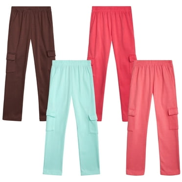 Real Love Girls’ Sweatpants – 4 Pack Active Basic Fleece Cargo Jogpants, Joggers or Flares (5-16)