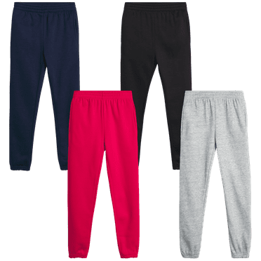 Real Love Girls' Sweatpants - 4 Pack Basic Solid Active Fleece Joggers (Size: 7-16)