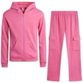 thumbnail image 1 of Real Love Girls Sweatpants Set - 2 Piece Fleece Hoodie and Flare Cargo Pants Activewear Set (7-16), 1 of 7