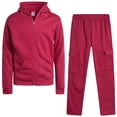 thumbnail image 1 of Real Love Girls Sweatpants Set Lightweight Fleece Hoodie and Flare Cargo Pants Activewear Set 2 Piece, 1 of 7