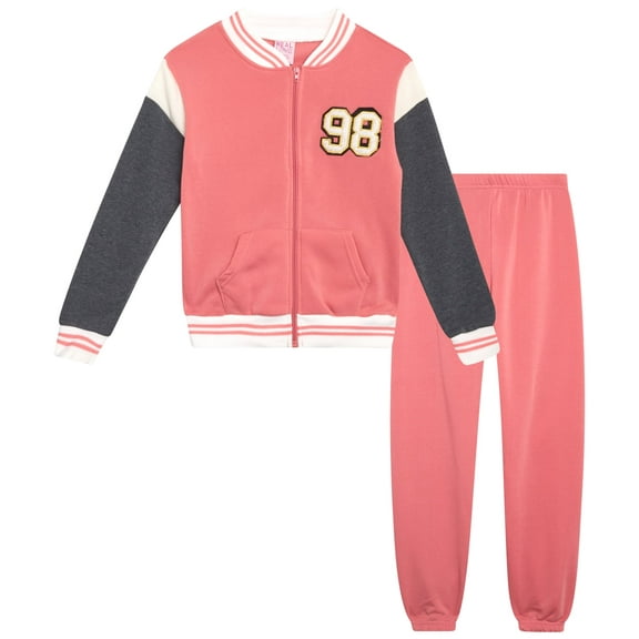 Real Love Girls Sweatpants Set - 2 Piece Fleece Varsity Girls Sweatshirt & Kids Sweatpants (7-12)