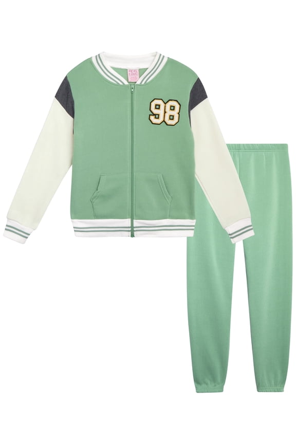 Girls Sweatpants Set - 2 Piece Fleece Varsity Girls Sweatshirt & Kids Sweatpants (7-12)