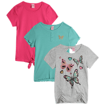 Real Love Girls' T-Shirt - 3 Pack Cute Fashion Short Sleeve Shirts - Trendy Graphic Tees - T-Shirt Multipack for Girls (7-16)