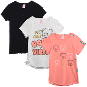 Real Love Girls' T-Shirt - 3 Pack Cute Fashion Short Sleeve Shirts - Trendy Graphic Tees - T-Shirt Multipack for Girls (7-16)