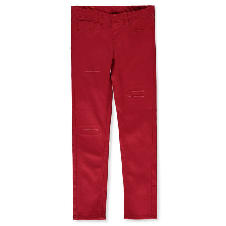 Real Love Girls' Twill Rip Jeggings - red, 5 (Little Girls)
