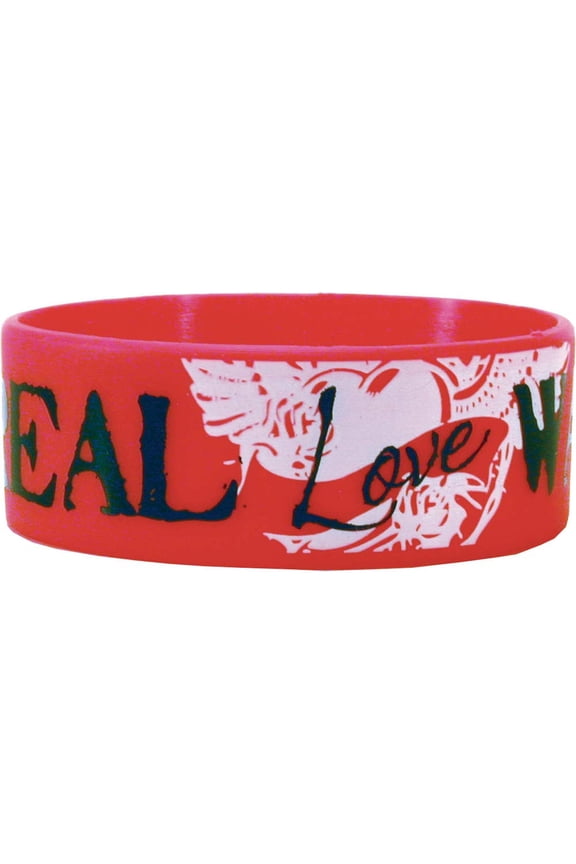 Real Love Waits, Rubber Red, 1 inch Pro-Life Awareness Bracelet (Pack of 50)