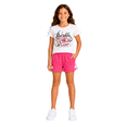 thumbnail image 1 of Real Love Girls Shorts Set - 2 Piece Stylish Knitted Short Sleeve Graphic Tees and Shorts for Girls, 1 of 7