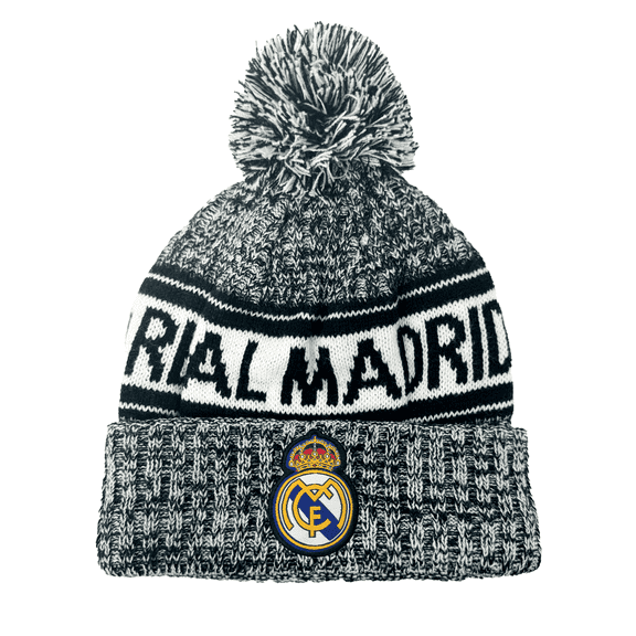 Real Madrid Beanie, Gray & White Knit Winter Hat