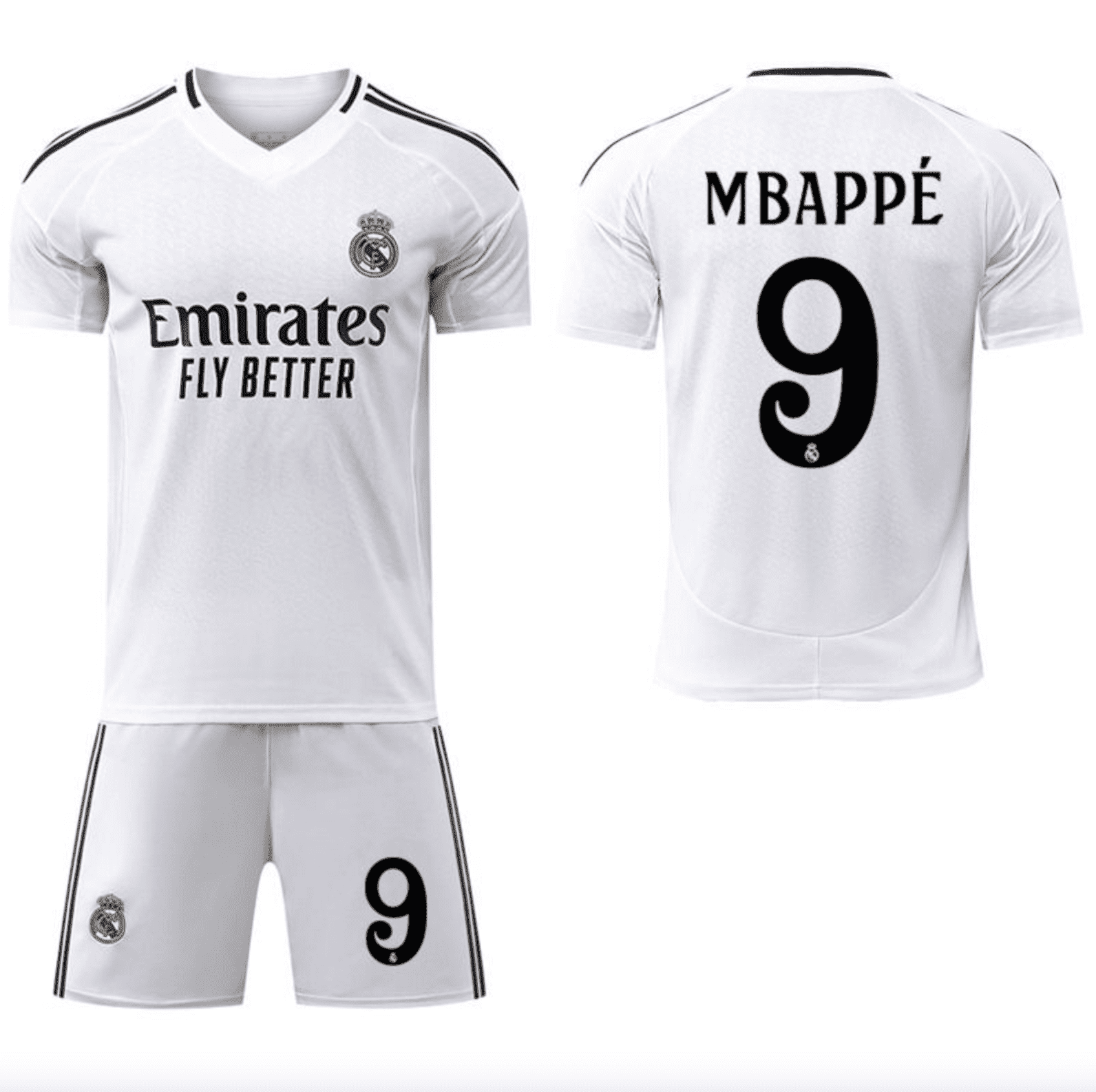 Real Madrid CF Mbappe No. 9 Jersey, Official Home Kit, Santiago Bernabeu Stadium Edition, Ideal