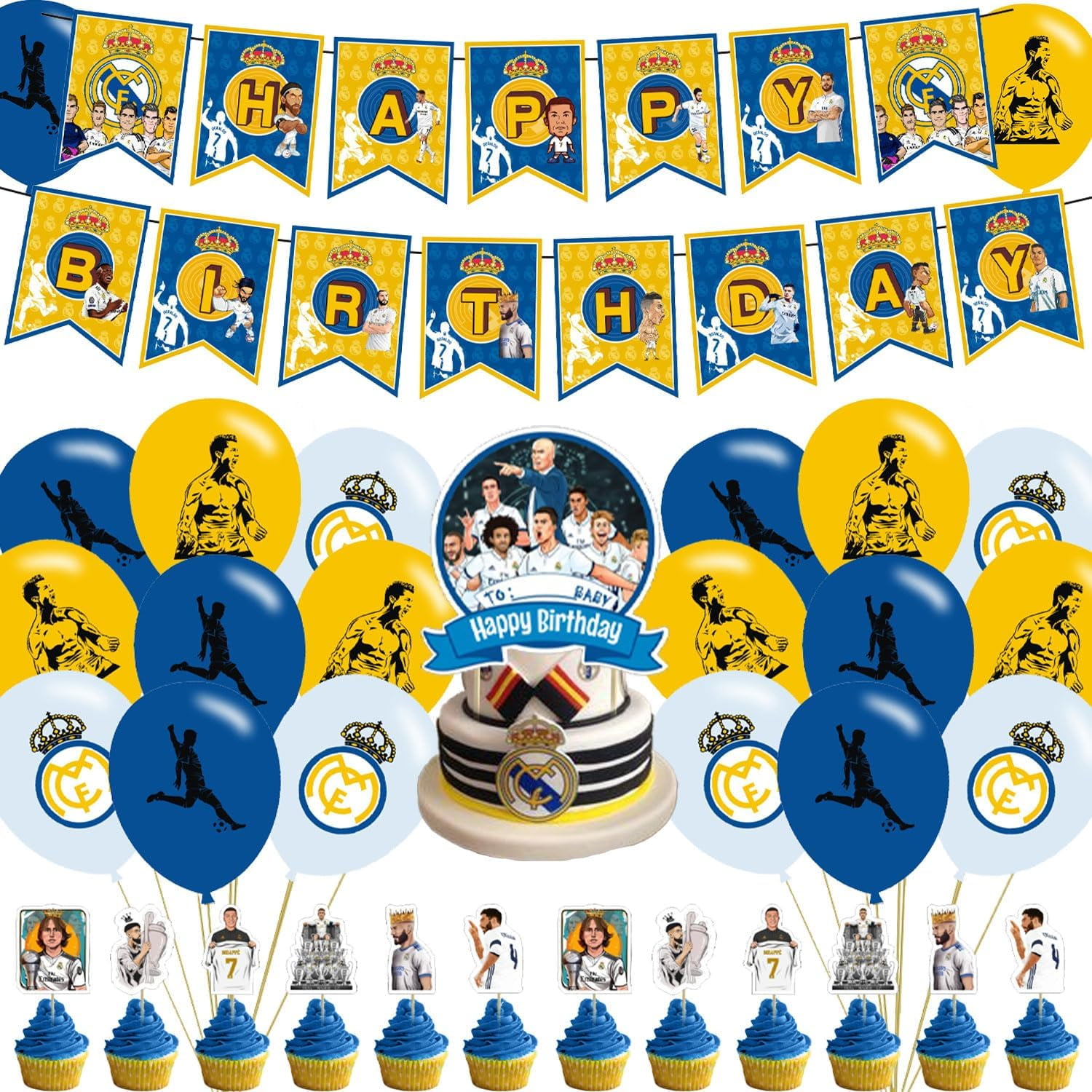 Real Madrid CF Football Theme Party Decorations & Birthday Supplies