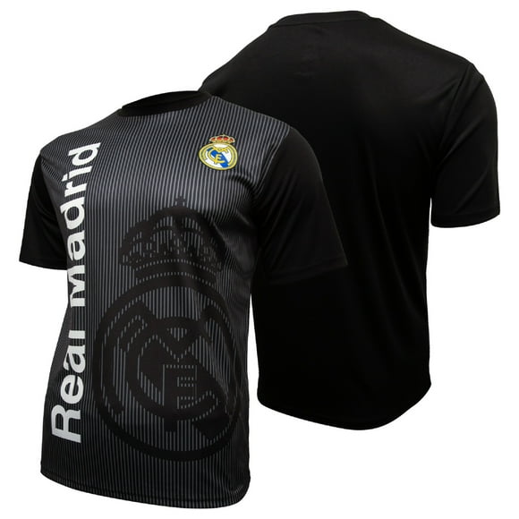 Real Madrid Official Licensed Sublimation Logo Poly Soccer Jersey - Black, Large
