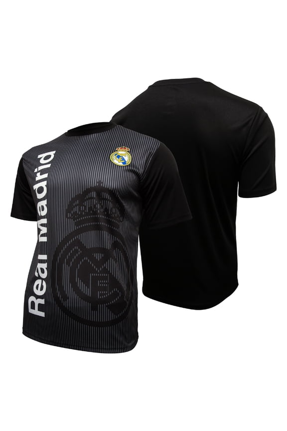 Real Madrid Official Licensed Sublimation Logo Poly Soccer Jersey - Black, X-Large [Add Custom Name/Number]