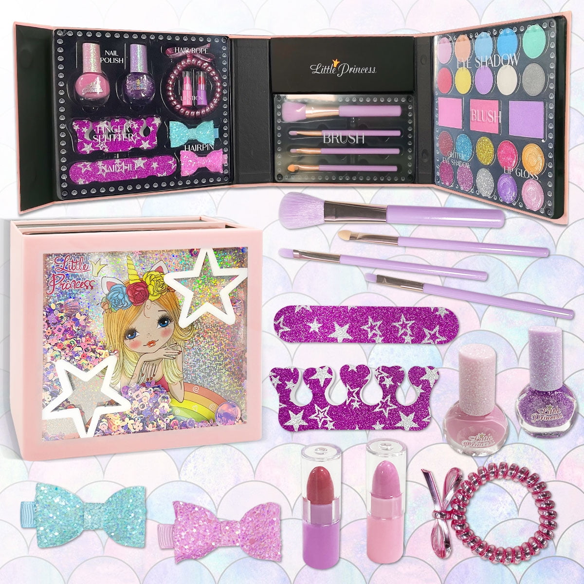  54 Pcs Kids Makeup Kit for Girls, Princess Real